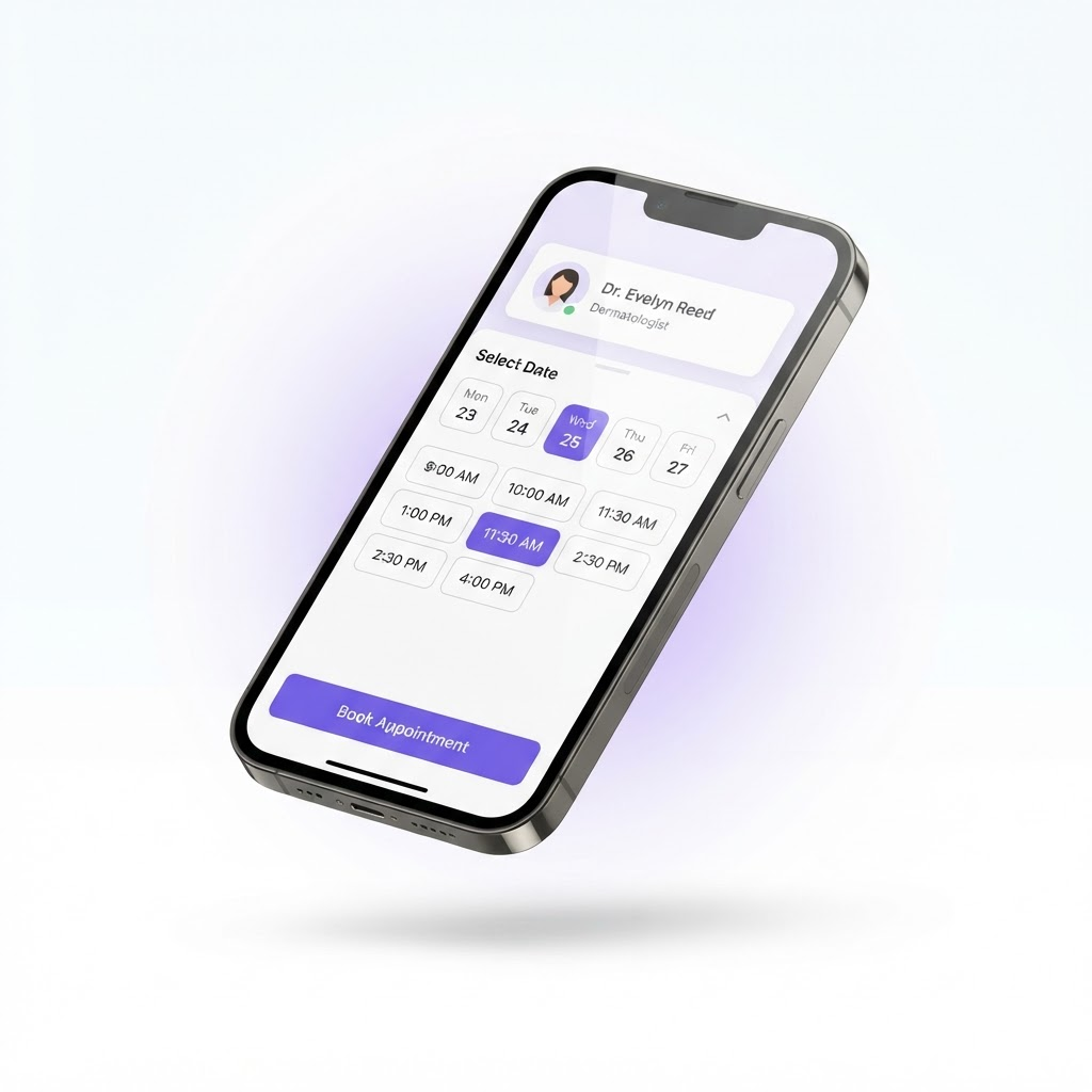 ZmanUp online booking screen on a smartphone